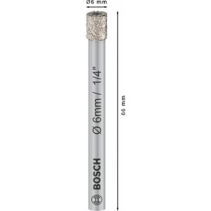 Bosch gyémánt fúró kerámiához, 6x66mm. Csempefúró gyémánt bevonatú heggyel a pontos fúráshoz.