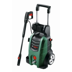 Bosch AQT 42-13 magasnyomású mosó kerekekkel és szórópisztollyal.