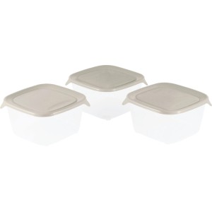 Curver "Fresh&Go" szögletes ételtartó szett 3x1,2 l - átlátszó/ homok