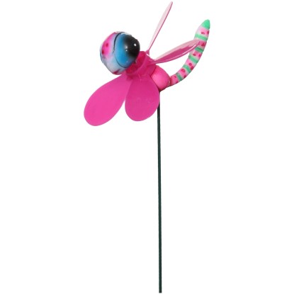 Szitakötő földbe szúrható dísz szélkerékkel 47 cm