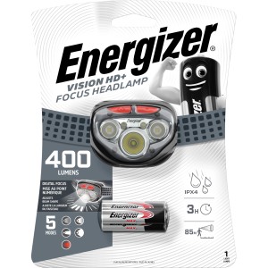 Energizer Vision HD fejlámpa fókusz funkcióval és 3 db AAA elemmel.