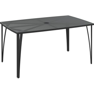 Téglalap alakú, antracit VLC Sacramento kerti asztal 150x90 cm-es, napernyőlyukkal.