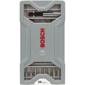 Bosch csavarozó bit készlet, 25 darabos, Pro X-Pro Line, különböző bitekkel és mágneses tartóval.