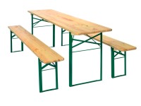 Sörpadgarnitúra fenyőfából és acélvázzal 50 cm széles asztallal Sörpadgarnitúra fenyőfából és acélvázzal 50 cm széles asztallal