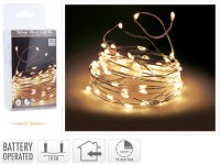 LED-es fényfüzér 20 melegfehér LED-del ezüstszínű dróton beltérre elemes LED-es fényfüzér 20 melegfehér LED-del ezüstszínű dróton beltérre elemes