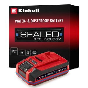 Einhell akkumulátor 18V 3,0 Ah Sealed Power X-Change Plus, piros/fekete, elektromos szerszámokhoz.