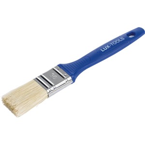 LUX lapos ecset diszperziós festékhez, 30 mm széles, kék nyéllel és szintetikus sörtékkel.