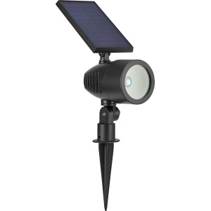 Fekete LED Fano szolár spot földszúróval kerthez és teraszhoz.