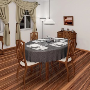Étkezőasztal d-c-table Montecarlo Marone asztalterítővel, 140 cm széles.
