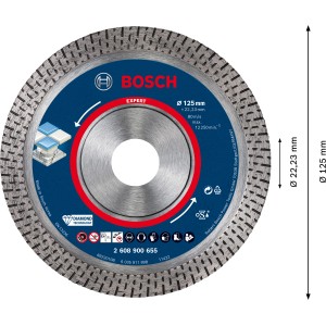 Bosch Expert gyémánt vágótárcsa kemény kerámiához, 125 mm átmérő.