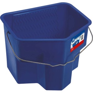 Kék LUX Comfort festékes vödör, 20 l, lehúzóval és drótfogantyúval.