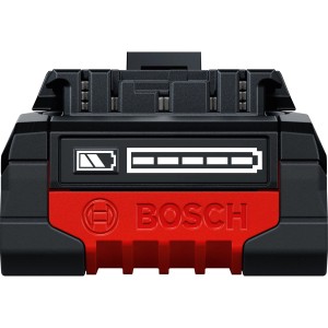 Bosch Professional Akku Expert 18V-40, 18V akkumulátor piros részlettel és töltésjelzővel.