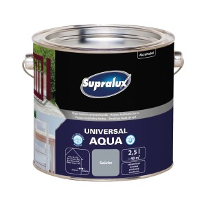 Supralux Universal Aqua festék, Szürke, 2,5L doboz. Színes festék beltéri és kültéri használatra.