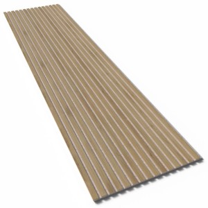 Denpanels sötét tölgy akusztikus panel, 240x60cm, szürke filccel. Hangszigetelés falakra és mennyezetekre.