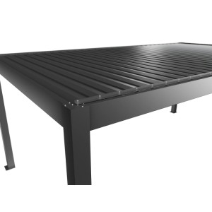Biohort Pergola 6x3,5 m kvarc szürke-metál színben, részletes nézet a lécekről és a tartószerkezetről.