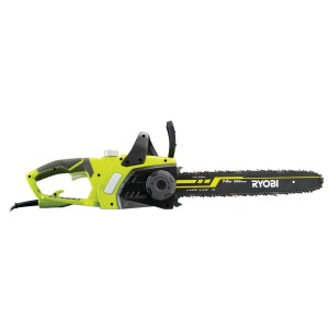 Ryobi elektromos láncfűrész, sárga/fekete, 35 cm-es vágólappal, kertbe.