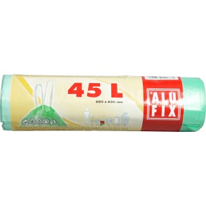 Tekercs zöld szemeteszsák, 45 literes, hulladéktárolókhoz.