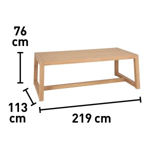 Téglalap alakú Allendale akác kerti asztal, 219x113 cm, ideális kertbe és teraszra.