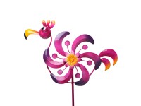 Dekorációs szélmalom fém flamingó 93,5 cm lila