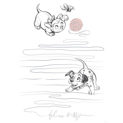 Komar Disney Animals Dogs and Cats Playground falikép 30 cm x 40 cm fehér