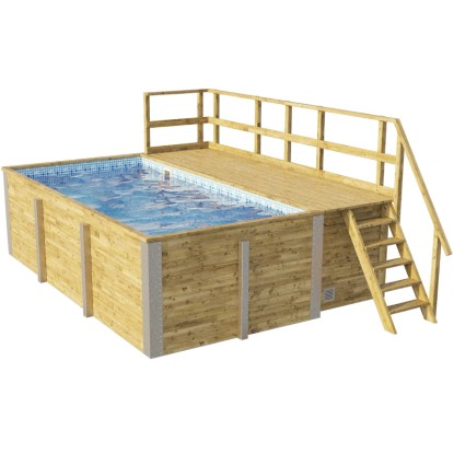 Weka tömörfa medence 595 1. méret 490 cm x 309 cm x 203 cm mozaik kék