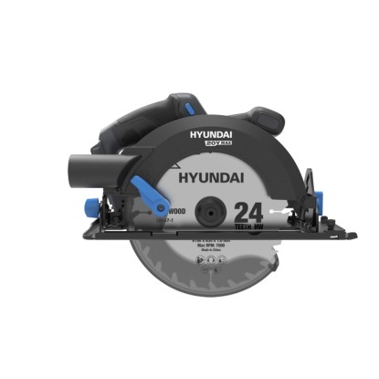 Hyundai kézi körfűrész, 20V akkus fűrész 24 fogú HW fűrészlappal a pontos favágásokhoz.