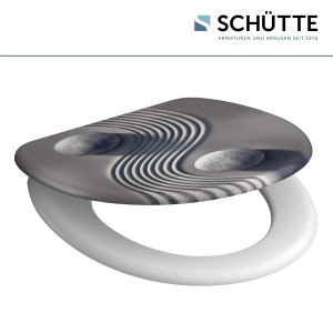 Schütte Duroplast Yin és Yang króm WC-ülőke Soft-close funkcióval, homokozás mintával.