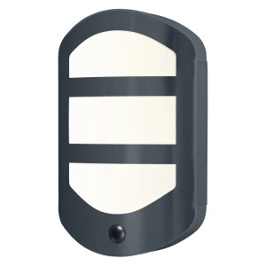 Sötétszürke Osram Endura Style Plate LED kültéri fali lámpa mozgásérzékelővel, rozsdamentes acél.
