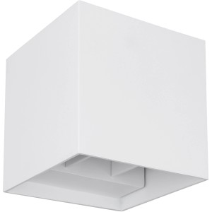 Fehér, kocka alakú Veronika LED kültéri lámpa, 100x100 mm, falra szerelhető.