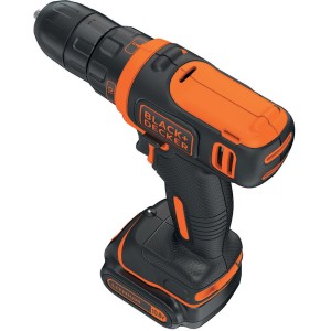 Black+Decker BDCDD12 akkus fúró-csavarozó 1,5 Ah akkumulátorral, fekete-narancs.