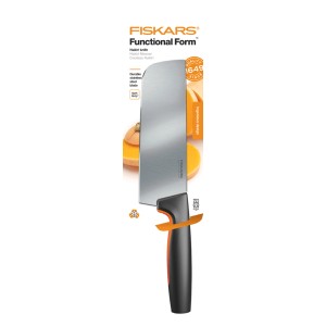 Fiskars Nakiri Functional Form, zöldségkés széles pengével és ergonomikus fogantyúval.