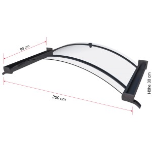 Gutta BV/B 200 antracit íves előtető, 200x90x30 cm, akril üveggel és alumínium kerettel. Ideális időjárás elleni védelem bejáratokhoz.