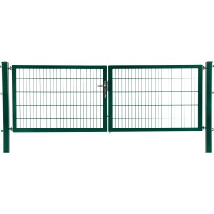 Zöld Premium dupla kapu dupla rácsos betéttel és oszlopokkal, 80x300 cm.
