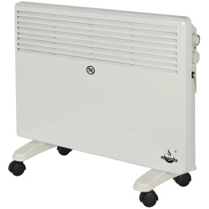 Fehér El Fuego mobil konvektoros fűtőtest 1500 W teljesítménnyel és kerekekkel.