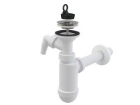 ALCA A410P Mosdószifon DN32 rozsdamenes leeresztővel DN63 csatlakozóval