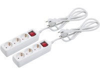 Hármas hálózati elosztó kapcsolóval 2 darabos csomag fehér