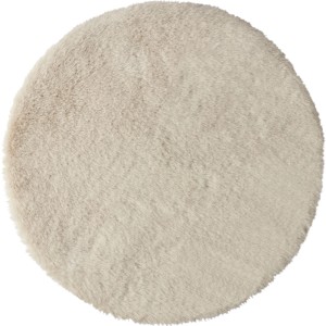 Kerek műszőrme ülőpárna taupe színben, Ø 35 cm. Bolyhos, puha textúra székekhez és dekorációhoz.