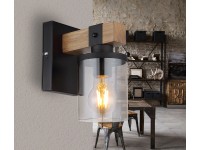 Globo falilámpa 1 izzós fekete matt - füstszínű 100 mm x 225 mm