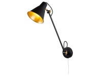 Searchlight Hotel egy foglalatos matt fekete és arany fali lámpa E27 60W