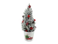 Díszített cukorsüvegfenyő fehér cinkcserépben átmérő kb. 19 cm Picea glauca