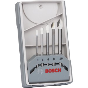 Bosch csempefúró készlet, 5 részes (4-10 mm) tokban. Ideális kerámiához és csempéhez.