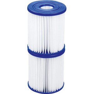 Bestway szűrőbetétek I. típus, 2 db-os csomag medence szűrőszivattyúkhoz. Fehér szűrők kék végekkel.