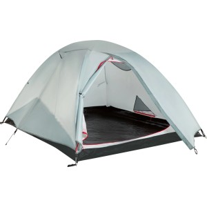 CAMPSITE sátor 3 személy részére, világosszürke, nyitott bejárattal és kis ablakkal.