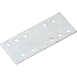 Téglalap alakú, horganyzott lapos kötőelem 100x40 mm-es, rögzítő furatokkal.