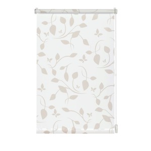 Gardinia Rollo EasyFix Scandinavian roló, 120x150 cm, fehér-natúr levél és pillangó mintával.