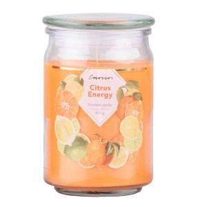 Emocio Glass Illatgyertya üvegfedéllel 93 mm x 142 mm Citrus Energy