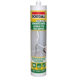 Soudal akril tömítőanyag patron, alkalmas gipszkartonhoz és falazathoz.