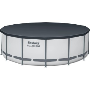 Bestway Steel Pro Max acélvázas medence, Ø 427 cm, takaróval. Kerek, világosszürke.