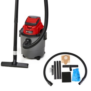 Einhell Power X-Change akkus nedves-száraz porszívó TC-VC 18/15 Li-Solo tartozékokkal.