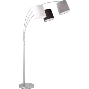 Just Light LED állólámpa Melvin, 3 égős, szürke, fekete és fehér szövet lámpabúrákkal.